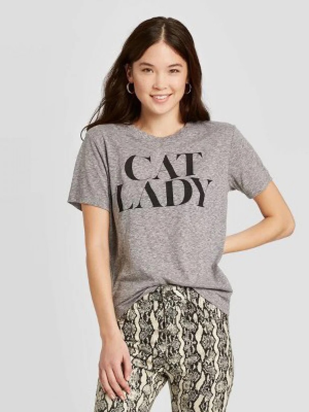 Zoe + Liv Gray "CAT LADY" Graphic Tee